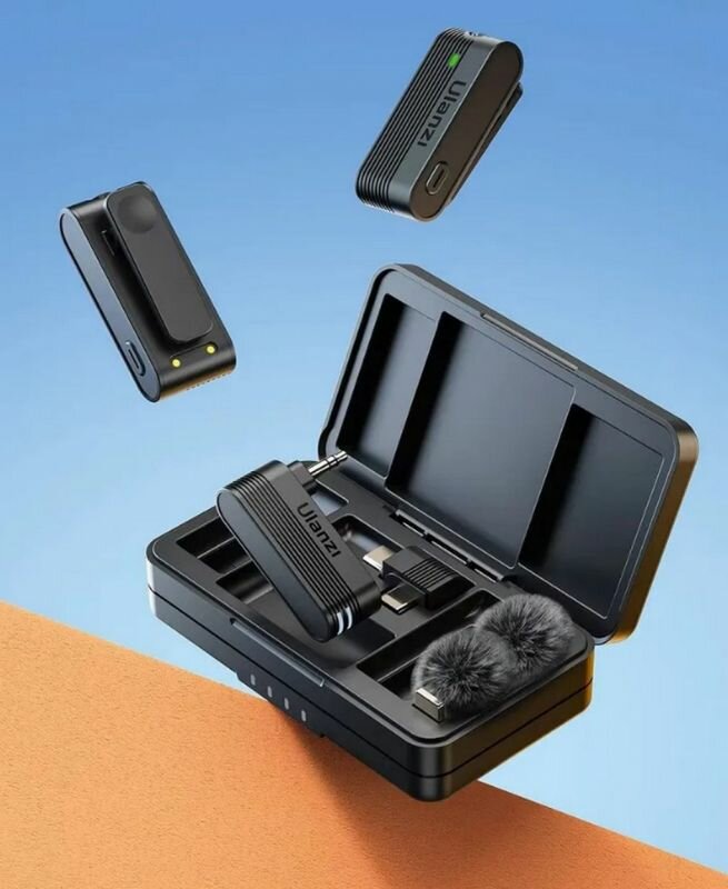 Беспроводной петличный микрофон Ulanzi A100, Type-C, 3.5 TRSс кейсом, черный