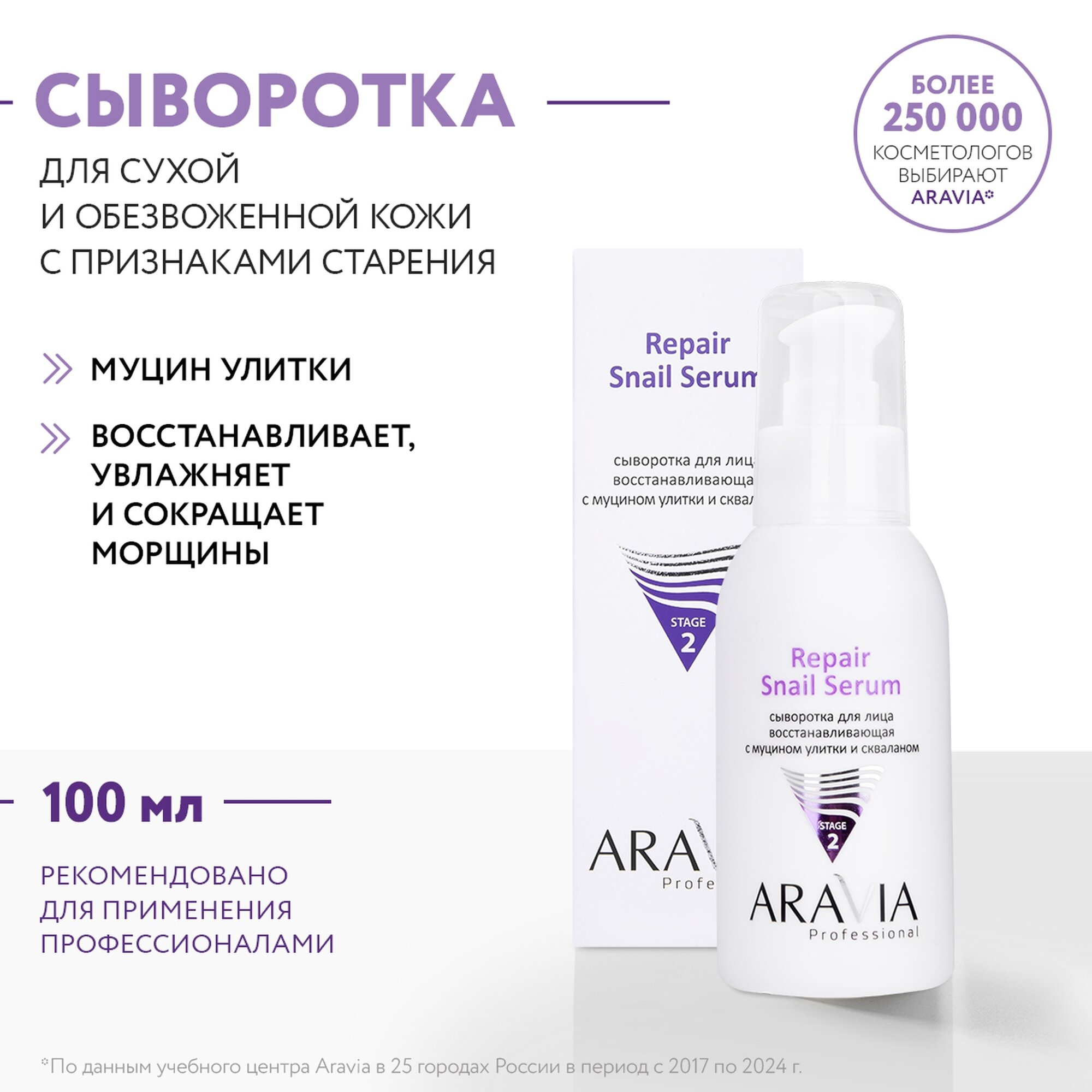 ARAVIA Сыворотка для восстанавливающая с муцином улитки и скваланом Repair Snail Serum, 100 мл