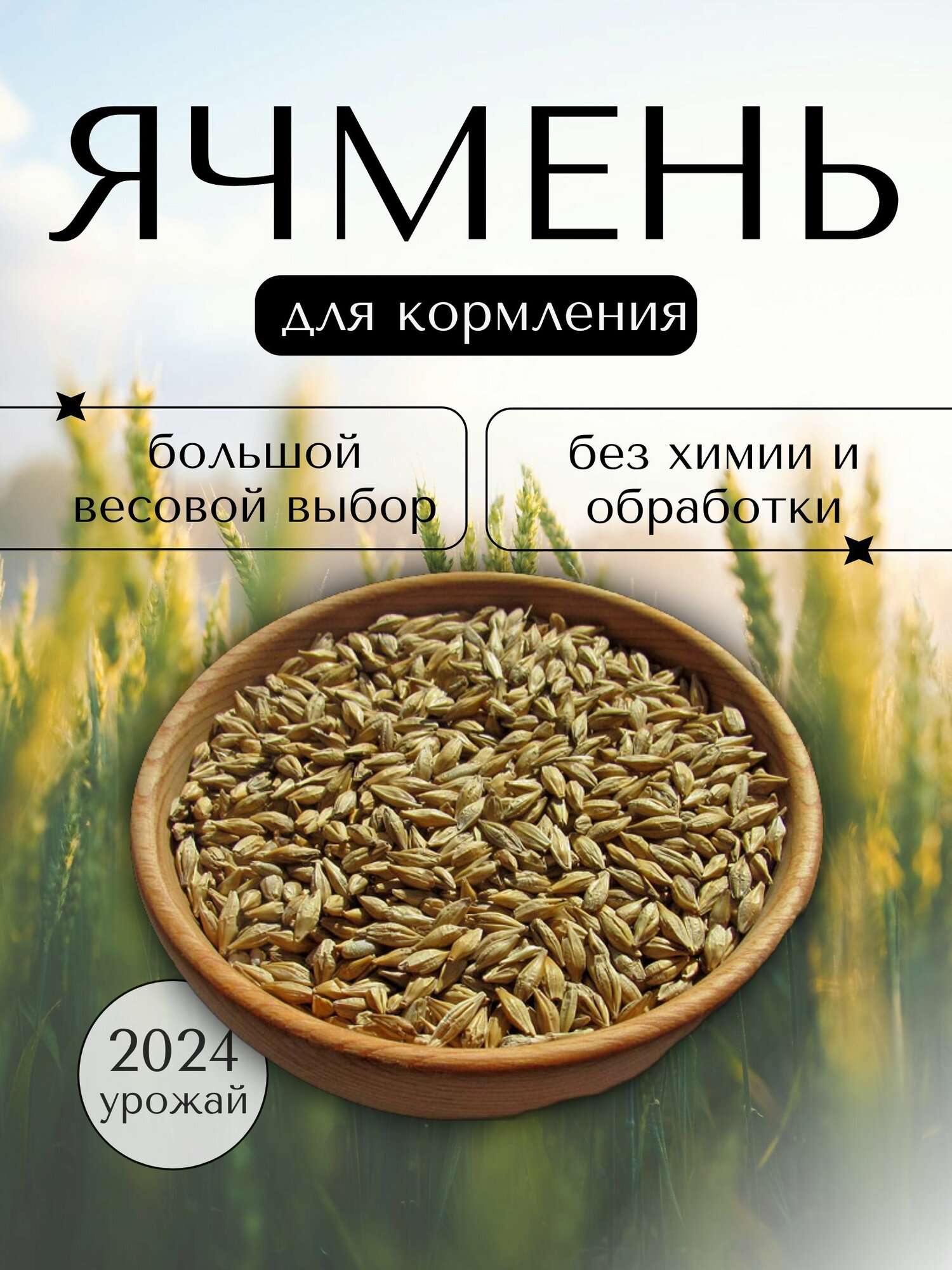 Ячмень фуражный. Корм для птиц, для скота. Кормовая добавка 3 кг.