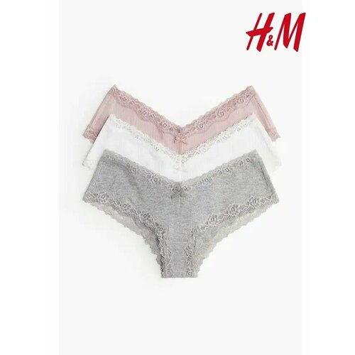 фото Трусы h&m, размер xs, белый, серый, пыльная роза