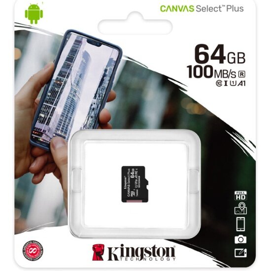 64Gb - Kingston Micro Secure Digital HC Class10 UHS-I Canvas Select SDCS2/64GBSP