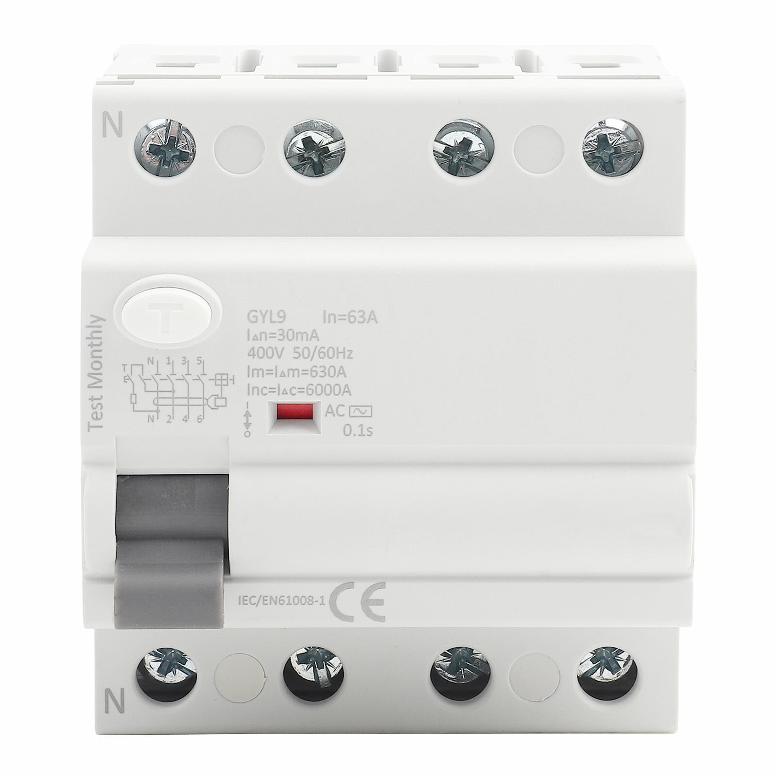 УЗО GYL9 4P 400V 63A с защитой от утечки