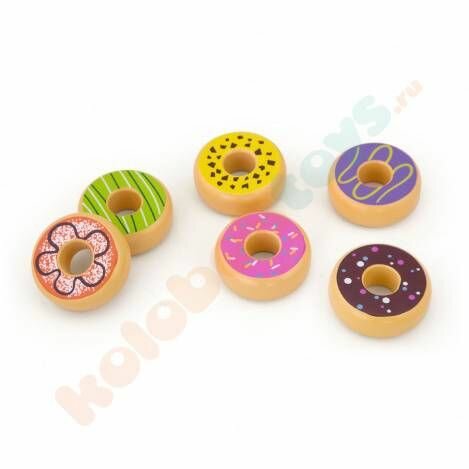 Игровые продукты VIGA "Пончики", 6 предметов, в коробке