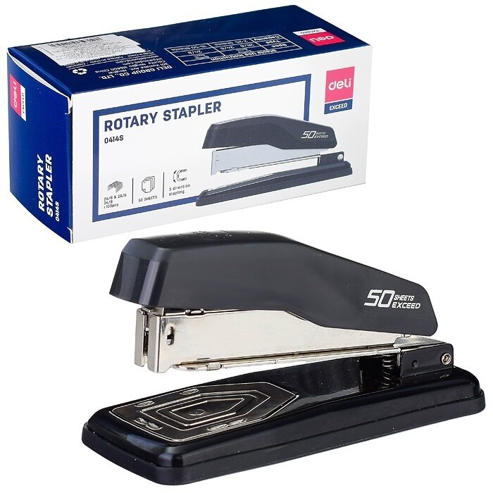 Степлер Deli скобы 24/6 26/6, до 25 листов, черный, заполняемость 50 скоб (E0414S/BLACK)