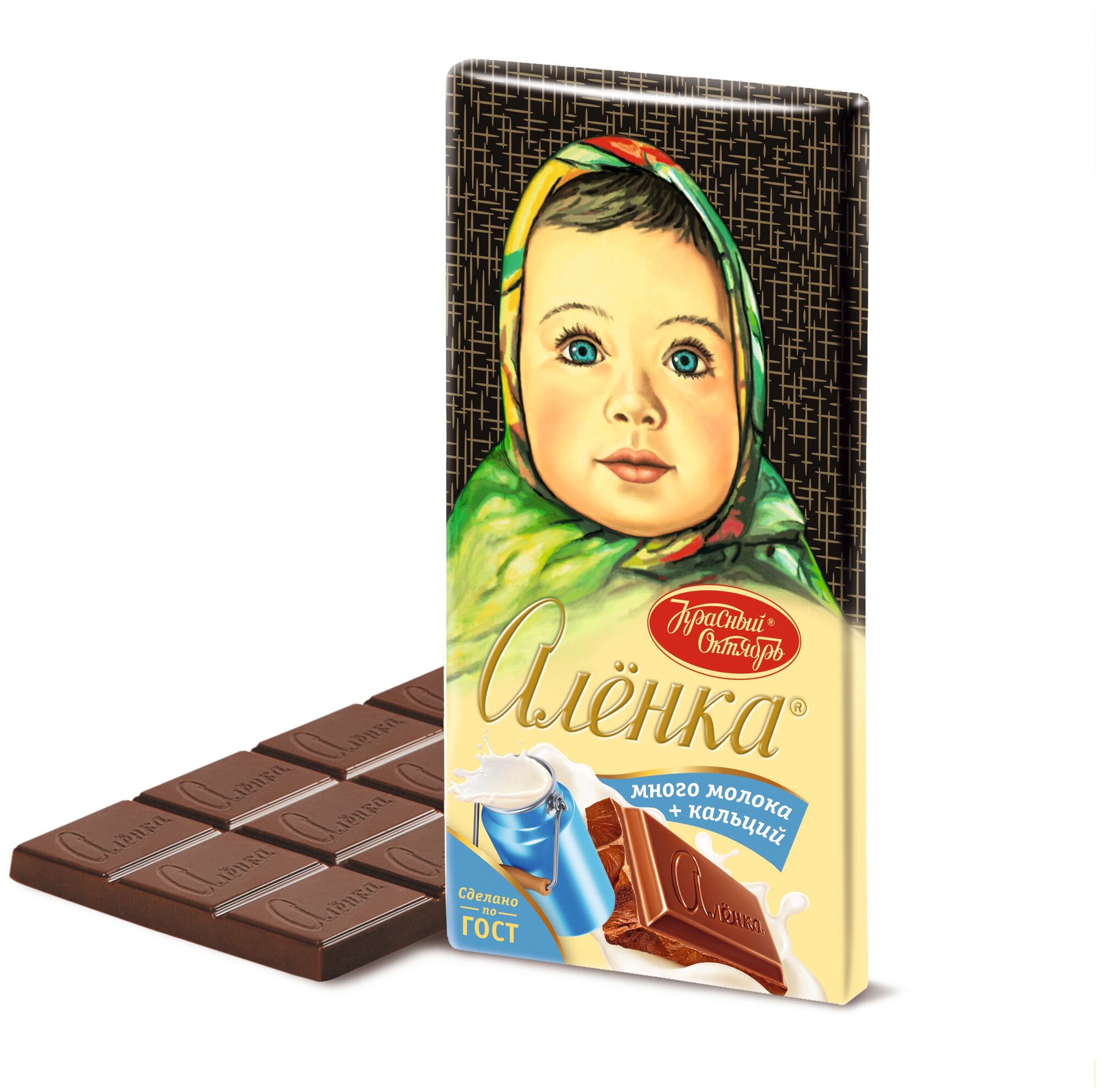 Шоколад молочный Алёнка "Много молока, кальций", 90 г, 1 шт.