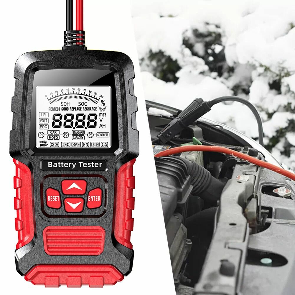 Умный тестер напряжения аккумулятора автомобиля, 12/24 V, 3-200Ач, Сканер проверки акб, Анализ емкости аккумулятора, зарядки и сброса, срока службы сопротивления