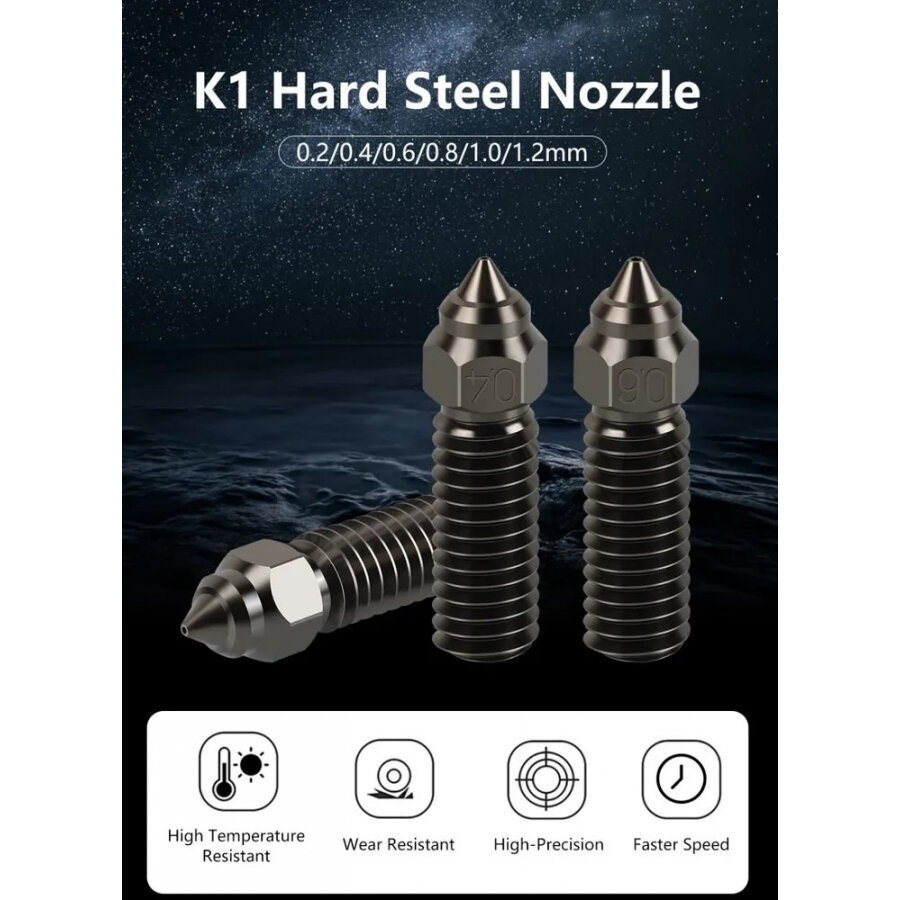 Сопло для хотэнда Creality K1, K1 Max закаленное 0.4мм.
