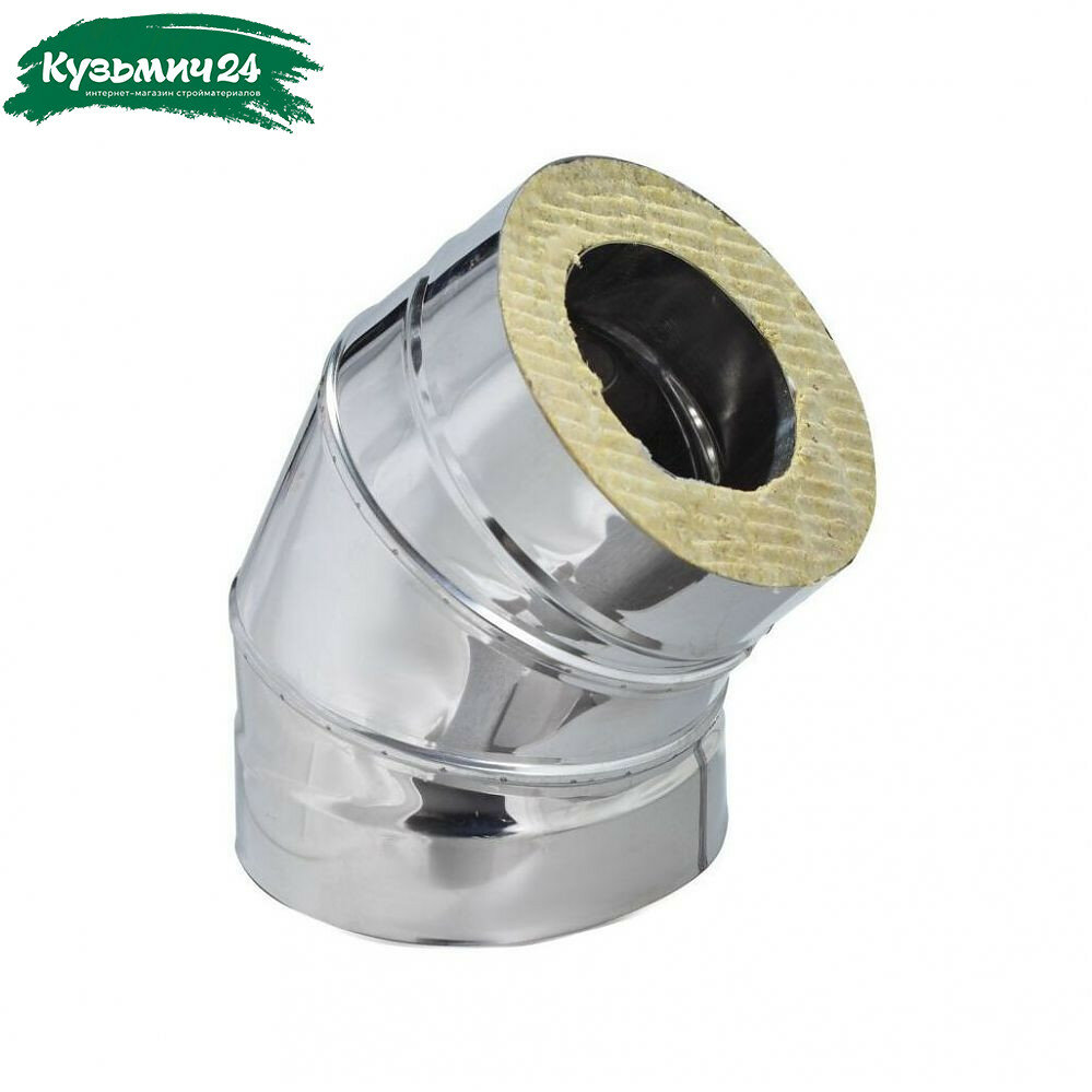 Отвод (колено) дымохода Ferrum К d 110х200 мм угол 135 гр сталь 08 мм сэндвич-конструкция