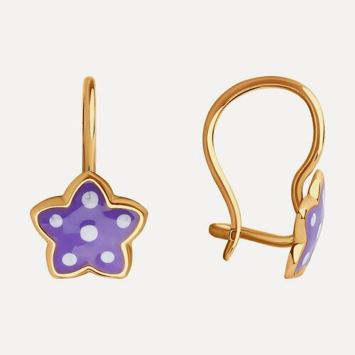 Изображение товара Серьги, красное золото, 585 проба, эмаль