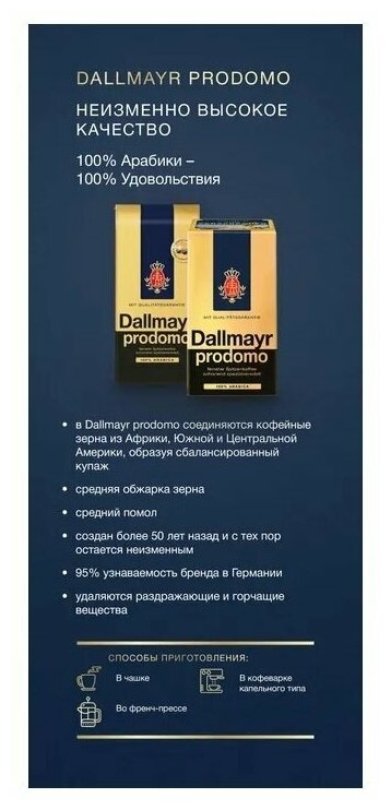 Кофе молотый Dallmayr Prodomo вакуумная упаковка, 250 г, вакуумная упаковка, 2 уп. - фотография № 9