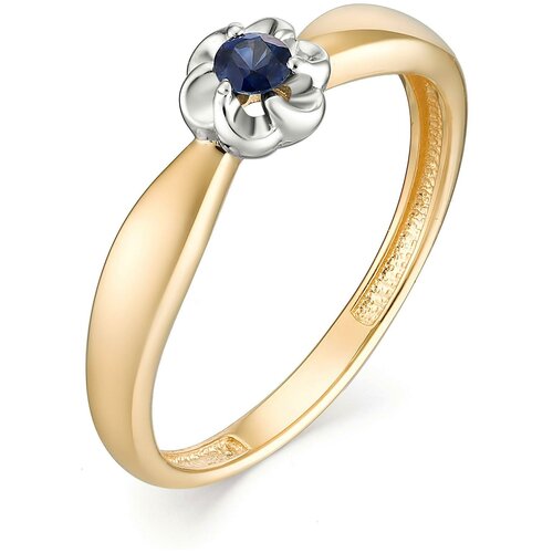 фото Алькор кольцо с 1 сапфиром из красного золота 13092-102, размер 17