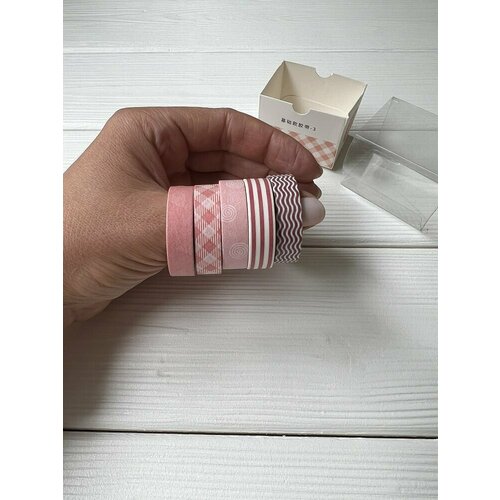 Набор декоративного скотча, клейкая лента бумажная упаковочная, цветная, розовая, для скрапбукинга, творчества, подарок