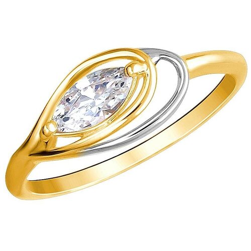 фото Эстет кольцо с 1 фианитом из жёлтого золота 01к1312770р, размер 16