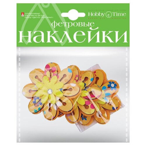фото Наклейки декоративные из фетра, набор № 16 "цветы объемные", 5 видов альт