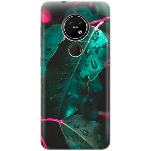 фото Re:pa накладка transparent для nokia 6.2 / 7.2 с принтом "капли на листьях"