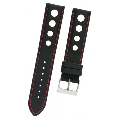 фото T600020323 черный кожаный ремешок tissot, телёнок, 19/18, с отверстиями, красная прострочка, стальная пряжка, для часов pr 50 2000 (j378/478)