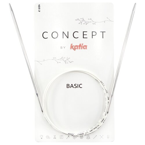 Купить Спицы круговые супергладкие CONCEPT BY KATIA Basic №3, 25, 80 см, ADDI, белый/серебристый