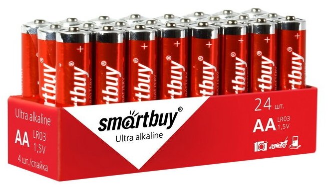 Батарейка SmartBuy AA (LR06) алкалиновая, OS24, 24 шт. в упаковке