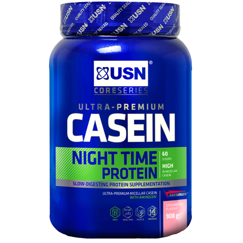 Протеин USN Casein, 908 гр., клубника протеин cybermass casein 908 гр шоколад