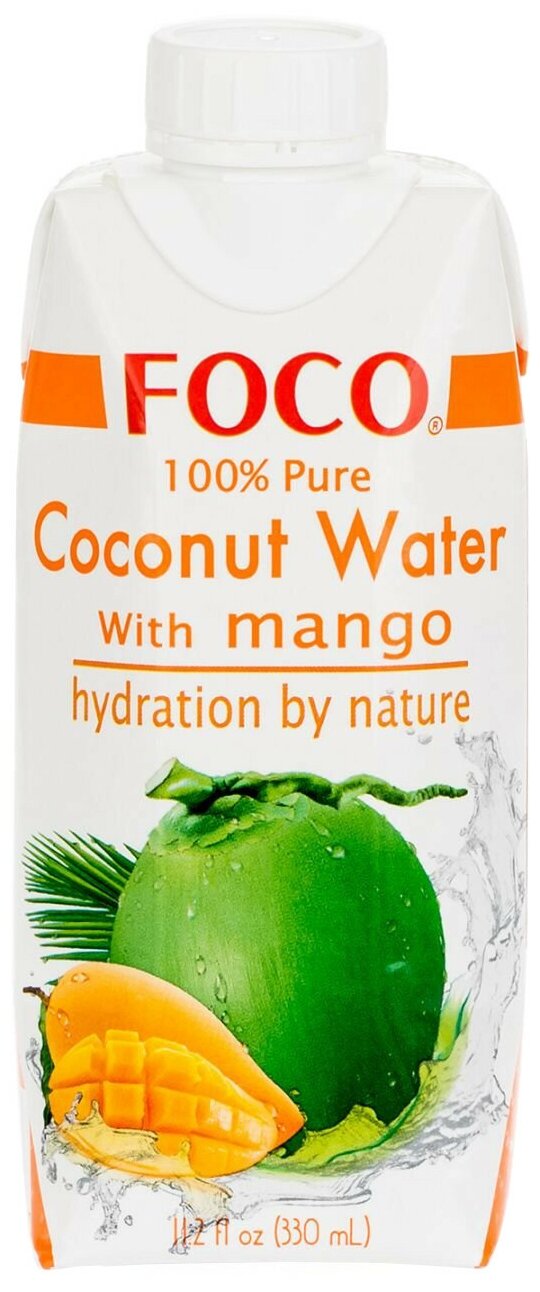 Кокосовая вода с манго "FOCO" 330 мл Tetra Pak 1шт - фотография № 1