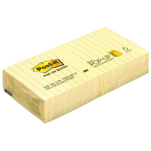 Блоки самоклеящийся (стикер) POST-IT (Z-Блоки) 76х76 мм, комплект 6 шт. по 100 л., линованный, желтый, R335