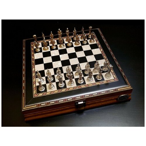 Шахматы Илиада мини венге антик шахматы подарочные империал орех антик