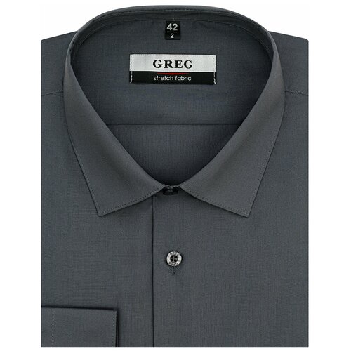 Рубашка мужская длинный рукав GREG 330/237/0873/ZN STRETCH, Прилегающий силуэт / Super Slim fit, цвет Серый, рост 174-184, размер ворота 39