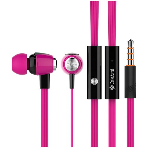 Наушники Celebrat S30, mini jack 3.5 mm, розовый