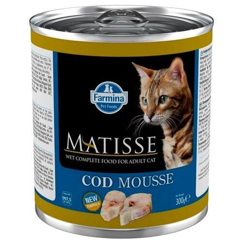 влажный корм farmina matisse codfish mousse для взрослых кошек мусс с треской 6 300 г корм для кошек Farmina Matisse, с треской 300 г (мусс)