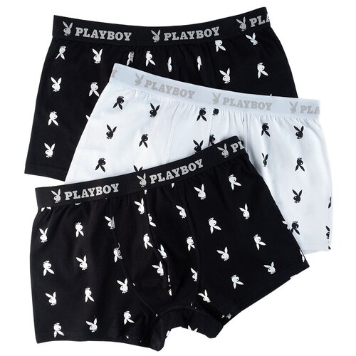 фото Трусы мужские playboy/набор из 3 штук/ с рисунком xl/цвет черный 2/белый 1