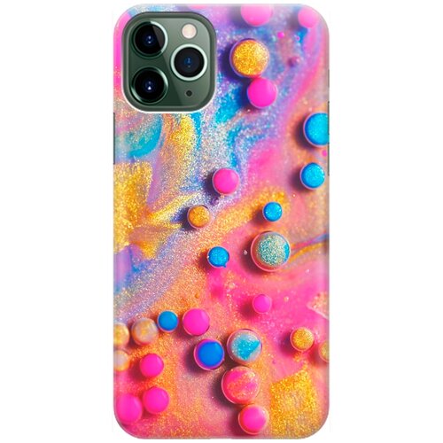 фото Re:pa накладка transparent для apple iphone 11 pro max с принтом "разноцветные капли красок"