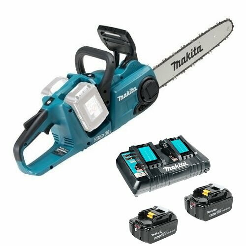 Аккумуляторная цепная пила Makita DUC353Z-PT2 (2*BL1850B и з/у DC18RD в комплекте) аккумуляторная воздуходувка makita dub362z pt2 2 bl1850b и з у dc18rd в комплекте