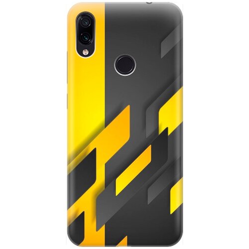 фото Силиконовый чехол на xiaomi redmi note 7 / note 7 pro / сяоми редми ноут 7 / ноут 7 про с принтом "черно-желтая абстракция" gosso