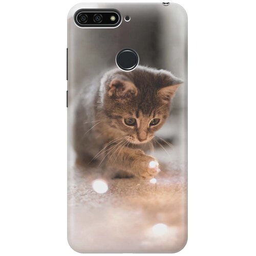 фото Cиликоновый чехол на honor 7c pro / huawei y7 pro (2018) / хонор 7с про / хуавей у7 про (2018) с принтом "котенок и свет" gosso