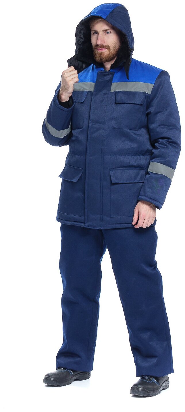 Куртка рабочая зимняя ИТР с меховым воротником (размер 52-54, рост 158-164)