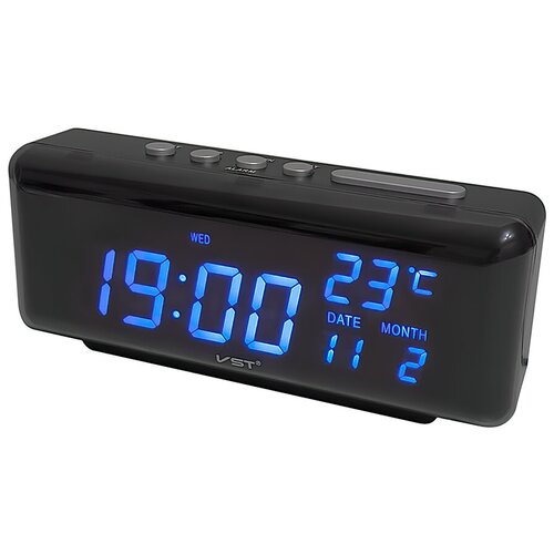 фото Часы говорящие электронные настольные с будильником, календарем и термометром (vst-762w) синяя подсветка пригодится!