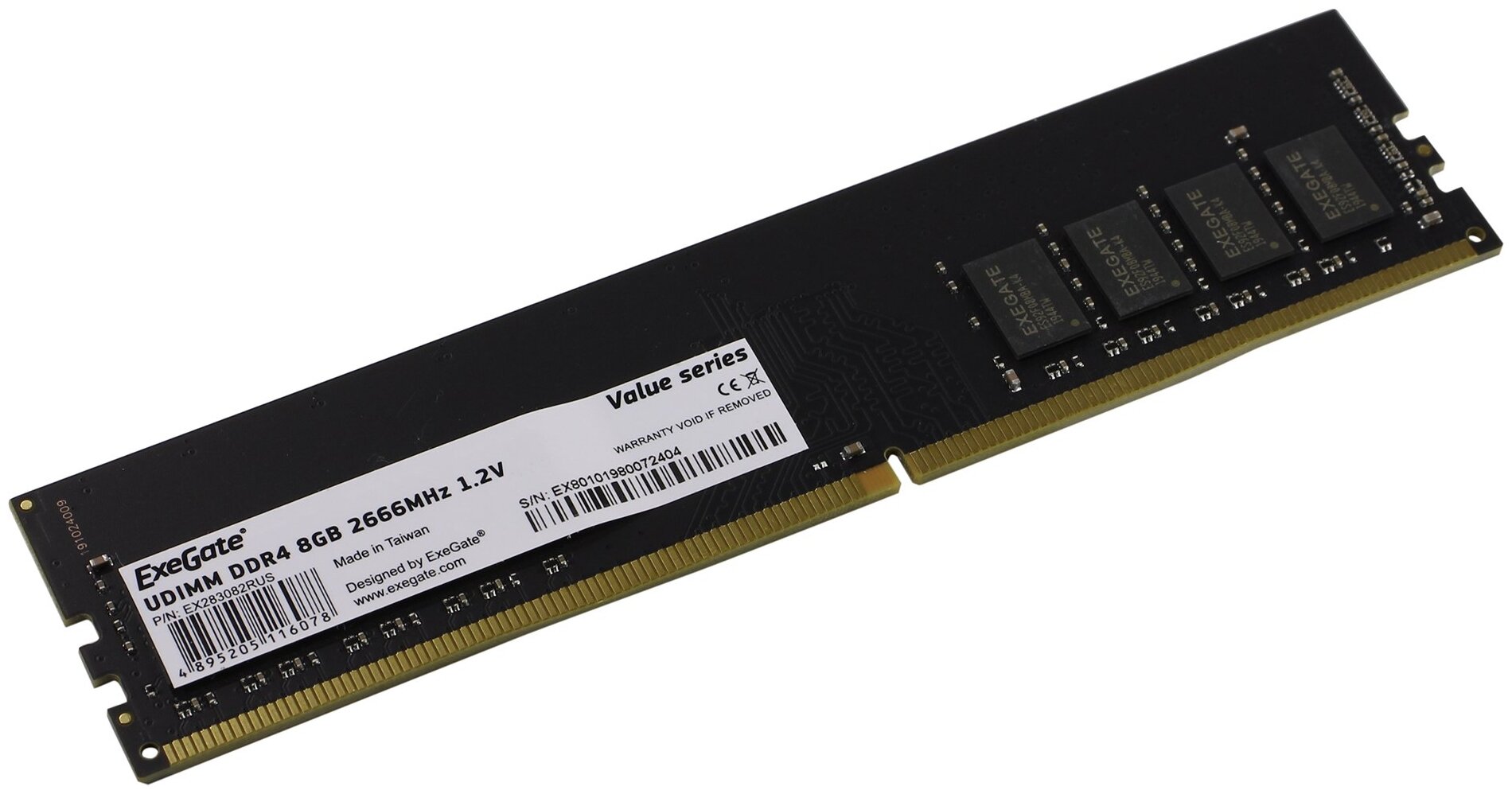 Оперативная память EXEGATE DDR4 8Gb 2666MHz pc-21300 Value (EX283082RUS) - фотография № 1