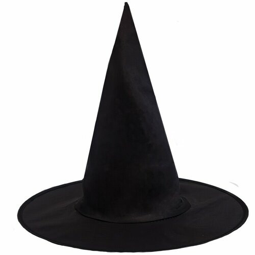 Шляпа ведьмы черная 34 см колпак ведьмы остроконечный мохнатый цвет золото