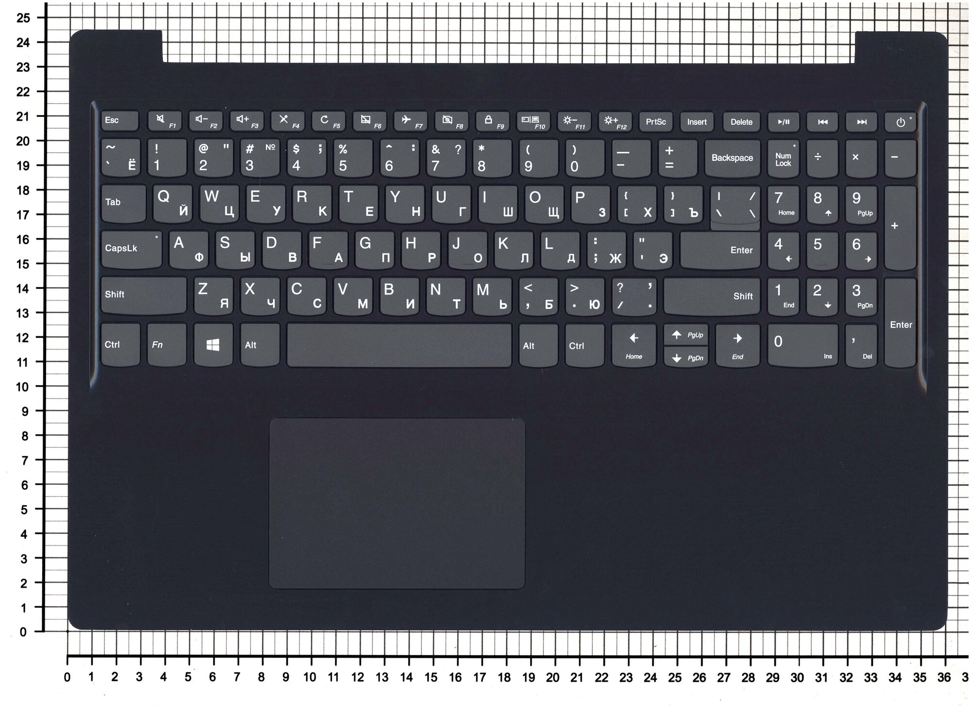 Клавиатура для ноутбука Lenovo 5CB0S16826 серая с черным топкейсом