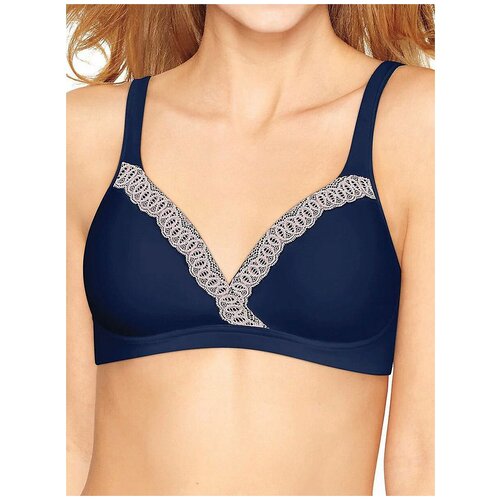 Бюстгальтер бралетт Hanes чашка без пуш-ап без косточек бретели регулируемые размер L синий 2995₽