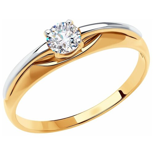 фото Sokolov кольцо из золота с фианитом 81010523, размер 18.5