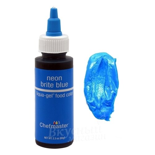 Краска Синий неон гелевая Neon Brite Blue Liqua-GeL Chefmaster, 65 гр.