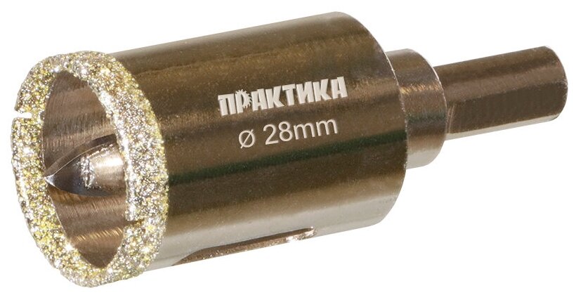 Коронка алмазная по керамограниту/керамике Профи (28х70 мм) ПРАКТИКА 917-606 15897100
