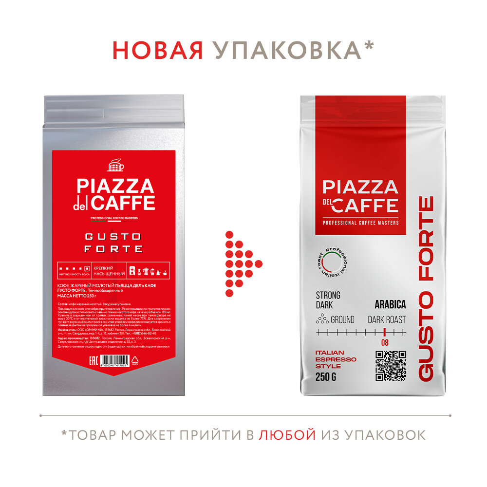 Кофе молотый Piazza del Caffe Gusto Forte, 250 г — фото 1