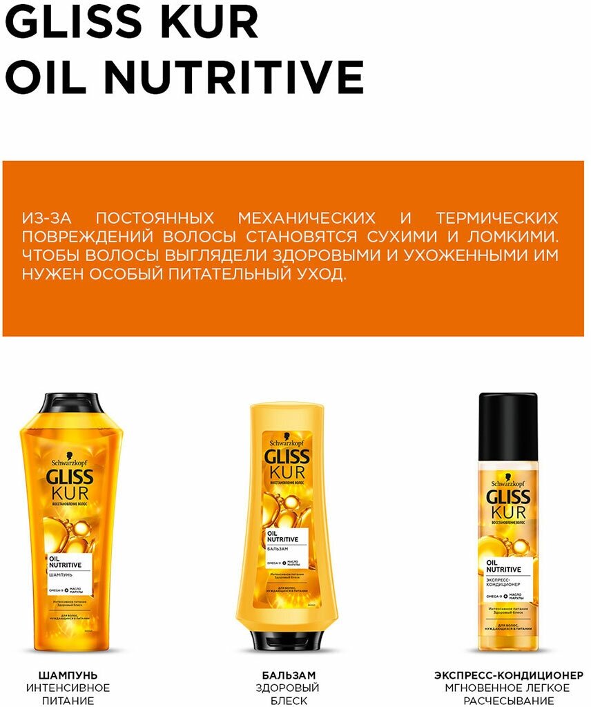 Шампунь для волос Gliss Kur Oil Nutritive 250мл Хенкель - фото №20