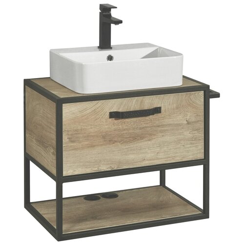 Тумба с раковиной AQUATON Лофт Фабрик 65 дуб эндгрейн со столешницей