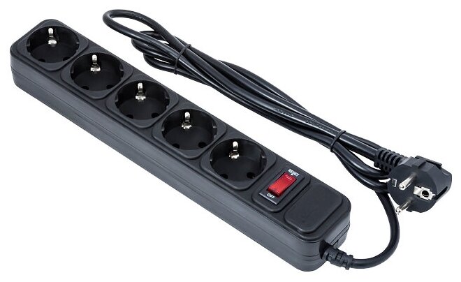 Сетевой фильтр ExeGate SP-5-1,5B, 5 розеток, 1,5 м, Black - фото №1