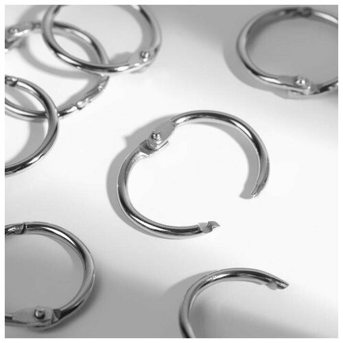 Кольцо для карниза, разъёмное, d = 20/24 мм, 10 шт, цвет серебряный