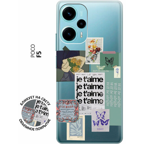 Силиконовый чехол с принтом Je Taime Stickers для Poco F5 / Поко Ф5 силиконовый чехол с принтом ac dc stickers для poco f5 поко ф5