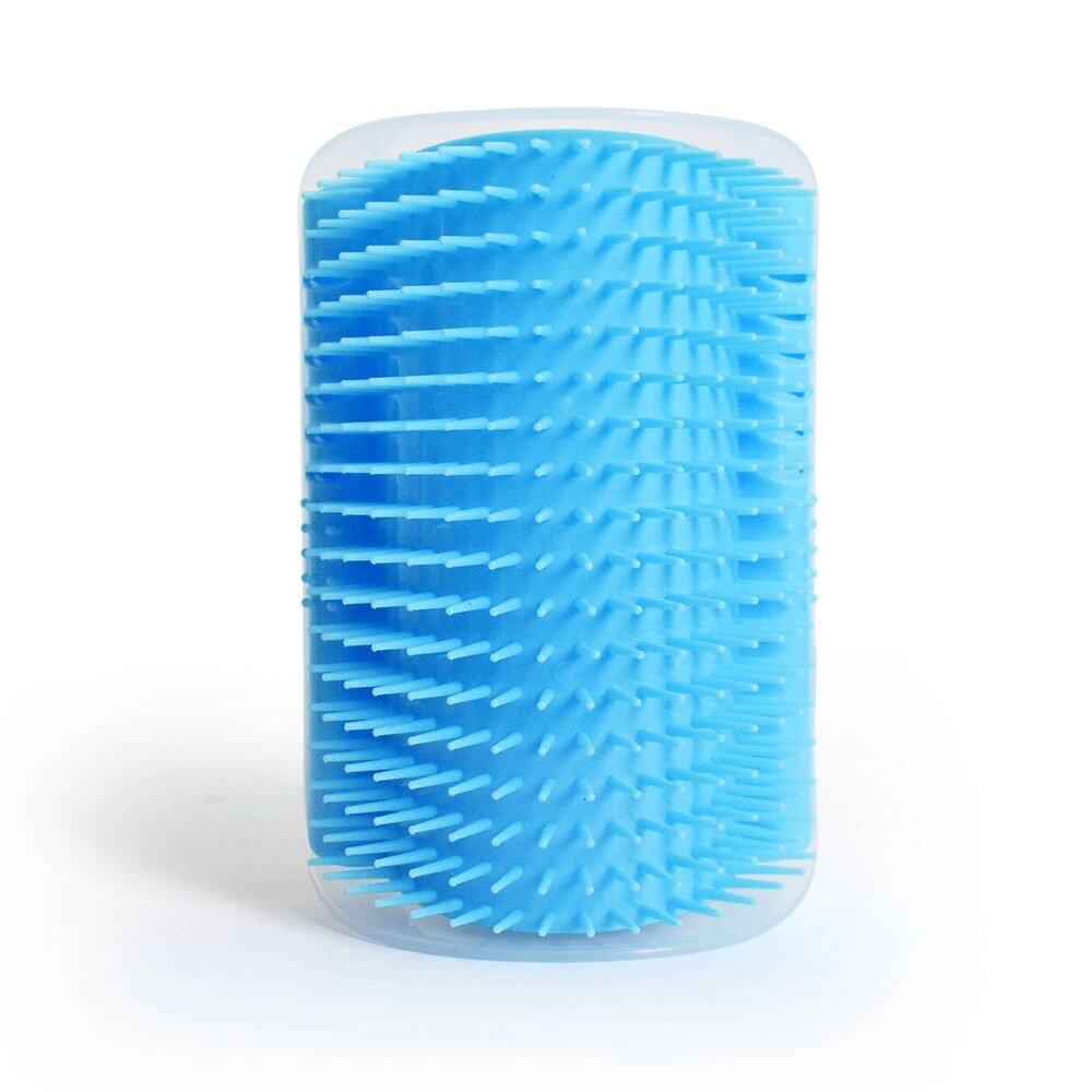 Массажная угловая расческа, для кошек, голубая, любая длина шерсти, пластик, 1 шт